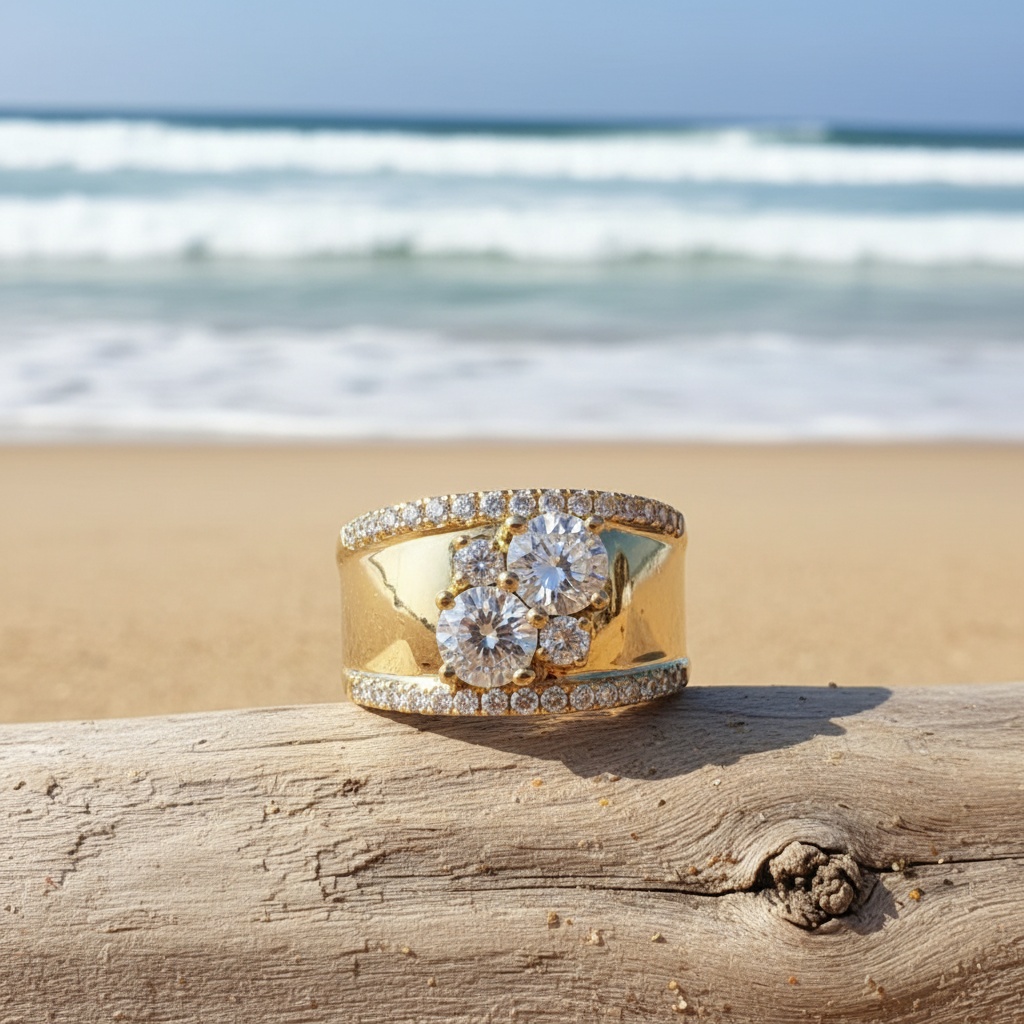 Women's Elegant Round Cut Synthetic Zirconia Engagement Ring